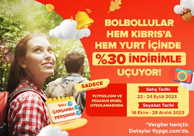 PEGASUS Yurt içi ve Kıbrıs uçuşları %30 indirim KAMPANYASI