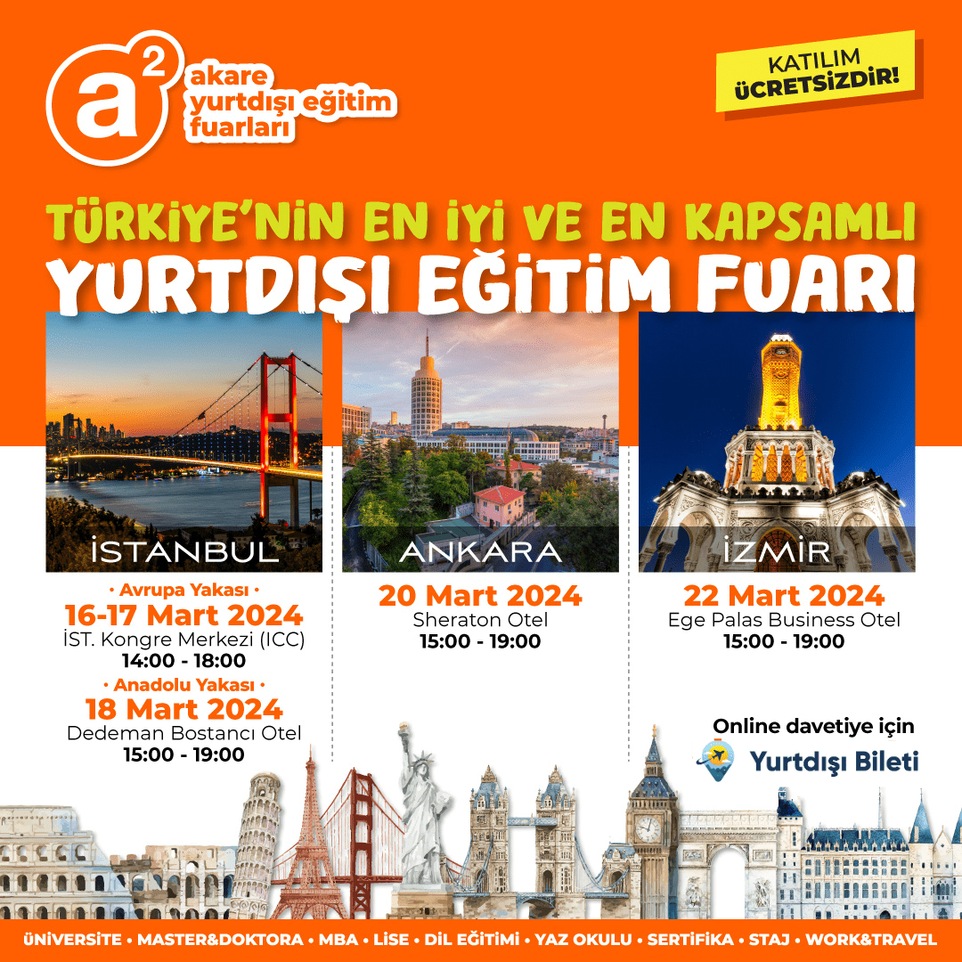 Ücretsiz Yurtdışı Eğitim Fuarı, Yurtdışında eğitim yurtdışında üniversite ve dil kursları için aradığınız her şey bu fuarda olacak