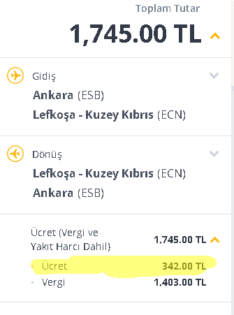 Pegasus 5 Euro + Vergiler Kampanyası örnek bilet ankara