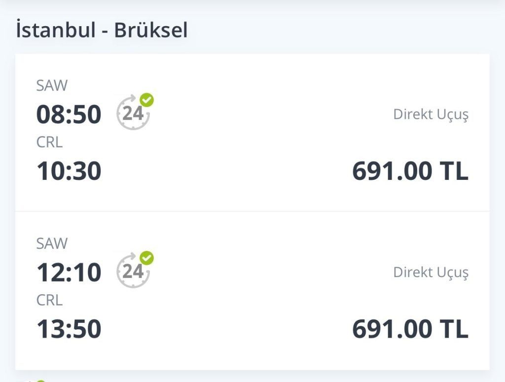 Pegasus kampanyası örnek biletler