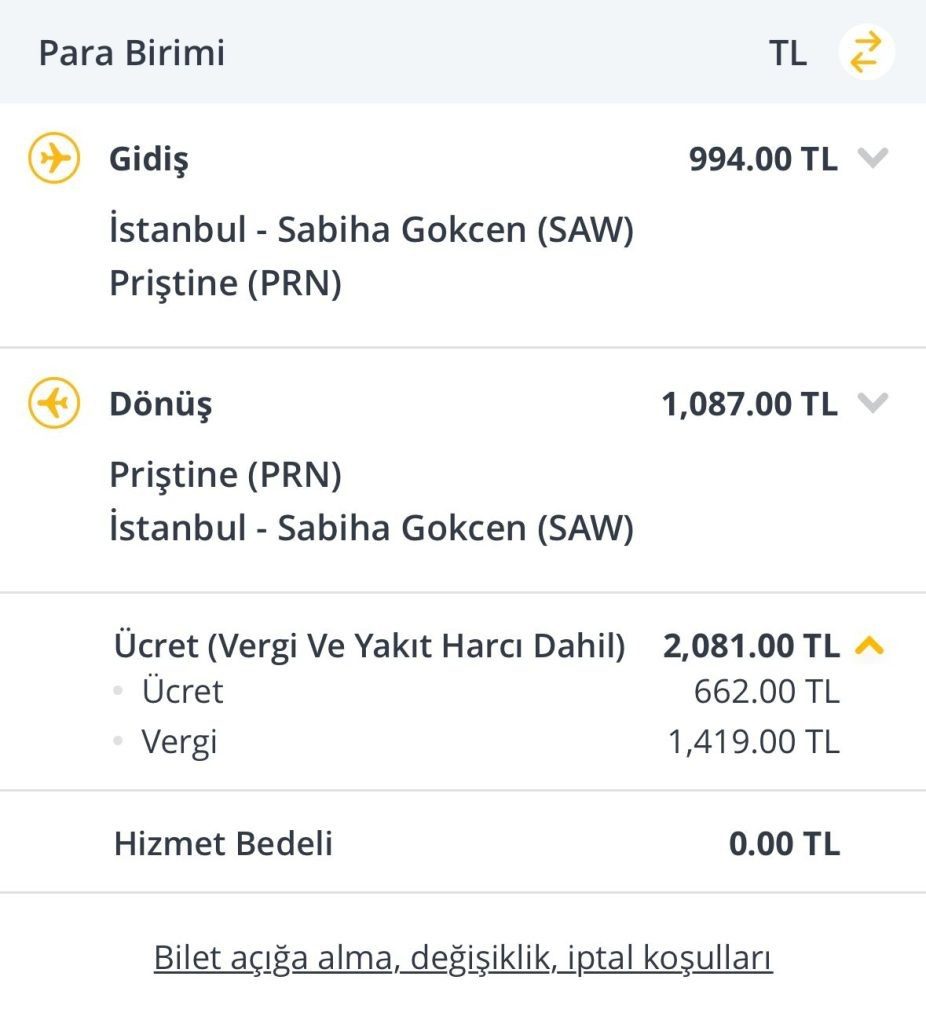 Pegasus Yurt Dışı 9 Euro Kampanyası Örnek biletler