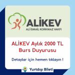 ALİKEV Aylık 2000 TL Burs Duyurusu