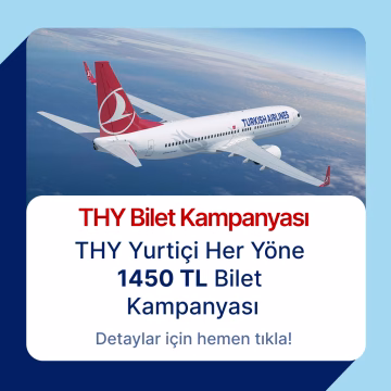THY'nin 1 Ekim - 20 Kasım 2026 tarihli yurt içi uçak bileti kampanyası başladı! İstanbul Havalimanı merkezli tek yön direkt uçuşları 1.449 TL'ye hemen keşfedin.